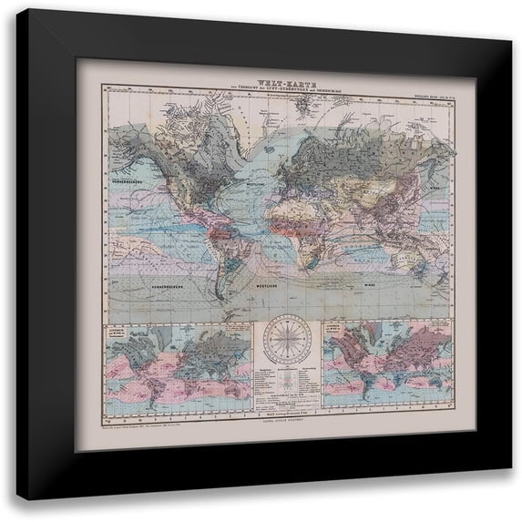 Stieler 22x20 Black Modern Framed Museum Art Print Titled - Wind Currents - Stieler 1885