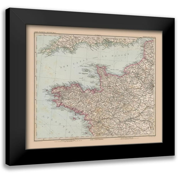 Stieler 23x20 Black Modern Framed Museum Art Print Titled - Northwestern France - Stieler 1885