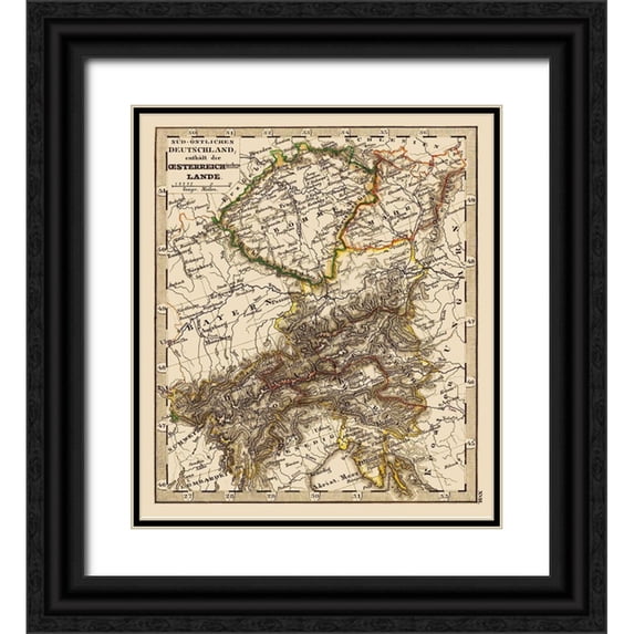 Stieler 26x29 Black Ornate Wood Framed with Double Matting Museum Art Print Titled - Austria Hungary - Stieler 1852