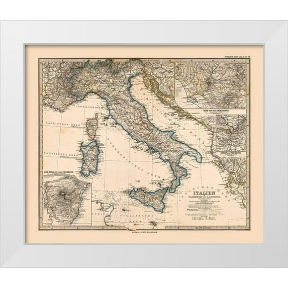 Stieler 30x26 White Modern Wood Framed Museum Art Print Titled - Italy - Stieler 1885