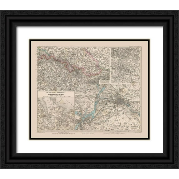 Stieler 31x26 Black Ornate Wood Framed with Double Matting Museum Art Print Titled - Silesia Germany - Stieler 1885