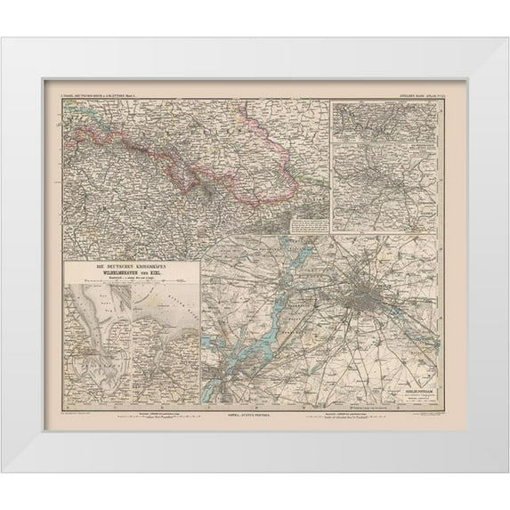 Stieler 31x26 White Modern Wood Framed Museum Art Print Titled - Silesia Germany - Stieler 1885