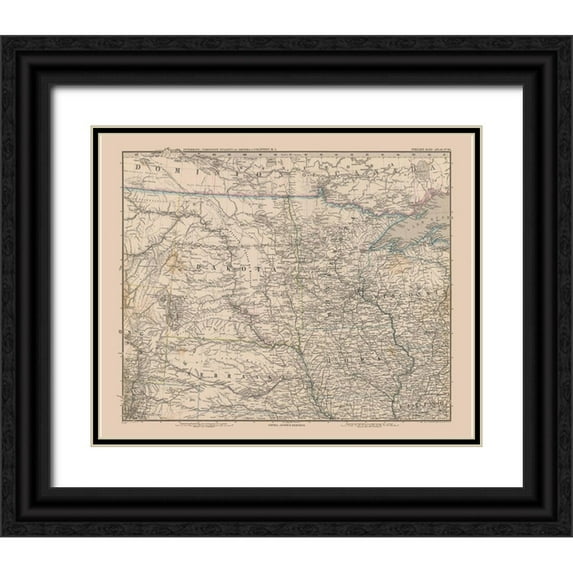 Stielers 18x15 Black Ornate Wood Framed with Double Matting Museum Art Print Titled - Midwest - Stielers 1885