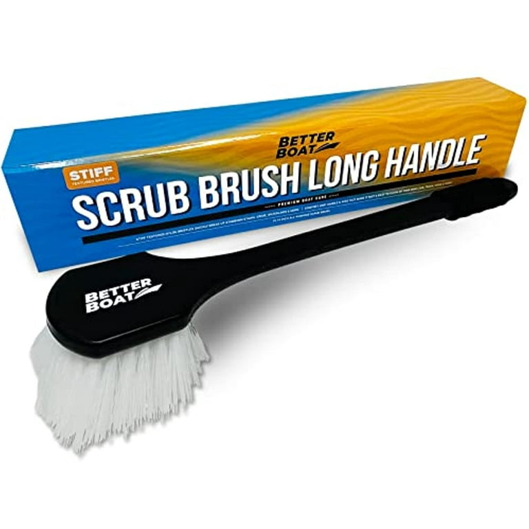 Stiff Hand Scrub Brushes for Cleaning Heavy Duty Utility Outdoor Scrub Brush with Long Handle All Purpose Boat & Car Cleaning Brush and Bathroom