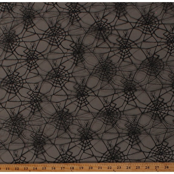 Stiff Lace Spiderwebs Spiders Black Lace Fabric by the Yard (D170.58)