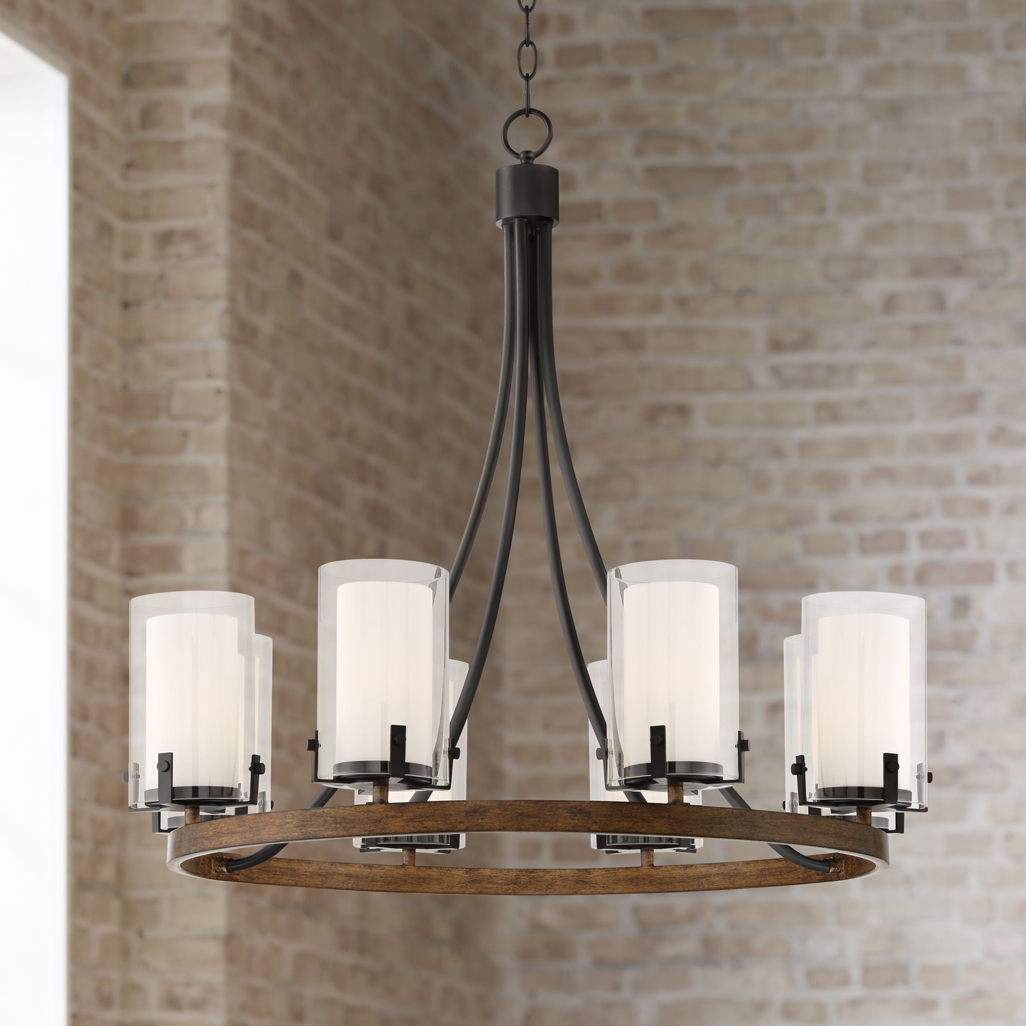 20'' 6-Light Wagon Wheel Chandelier Farmhouse Chandeliers For Dining Room, Me