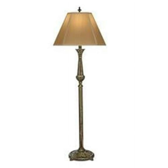 Stiffel FL-6725-6717C-ATS 64 in. Amber Tortoise Shell Floor Lamp with Tan Silk Shantung Shade