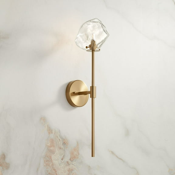 Stiffel Melvan 23 1/2" High Modern Wall Sconce Light Lamp Fixture Mount Bathroom Bedroom LED Clear Golden Bronze Ice Glass Shade