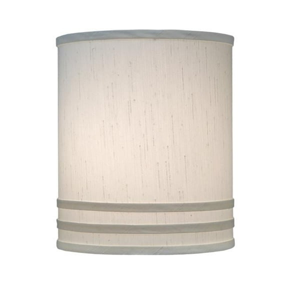 Stiffel ST34 10 x 10 x 12 in. Hardback Cylinder Lamp Shade, Global White with Horizontal Stripe