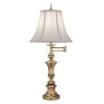 thumbnail image 1 of Stiffel SWTL-A623-A781-BB 31 in. Burnished Brass Swing Arm Table Lamp with Pearl Supreme Satin Shade, 1 of 1