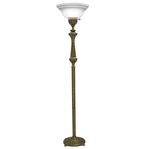 Stiffel TCH-6725-6717-ATS 70 in. Amber Tortoise Shell Torchiere Lamp with Opal Glass Shade