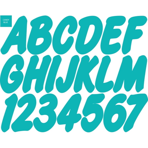 Stiffie Whip-One Candy Blue Super Sticky 3" Alpha Numeric Registration Identification Numbers Stickers Decals for Sea-Doo Spark, Inflatable Boats, Ribs, Hypalon/PVC, PWC and Boats