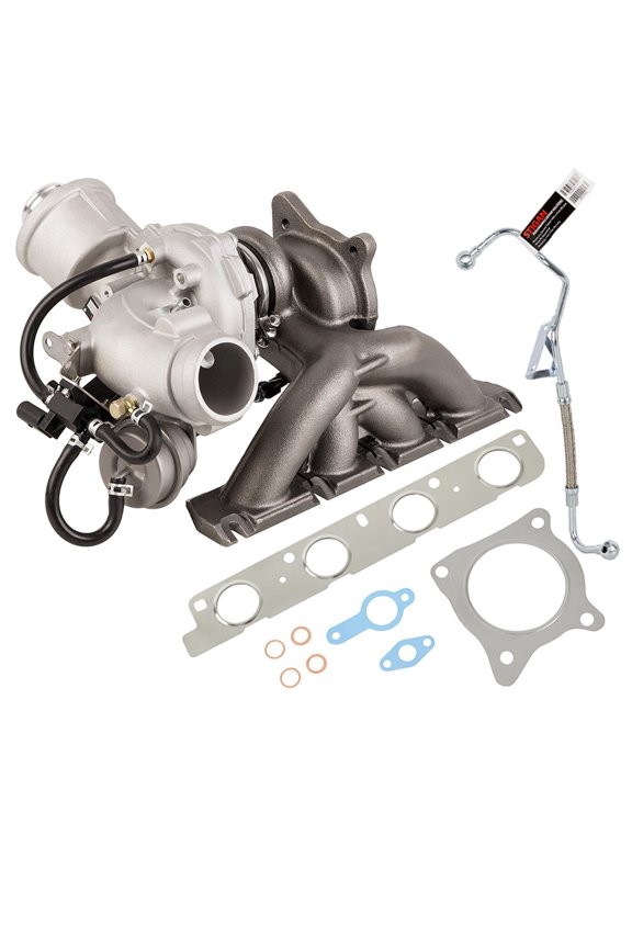 Turbo w/ Turbocharger Gaskets & Oil Feed Line For Audi A4 2.0T 2005 2006 2007 2008 2009 B7 w/ Engine Code BWT