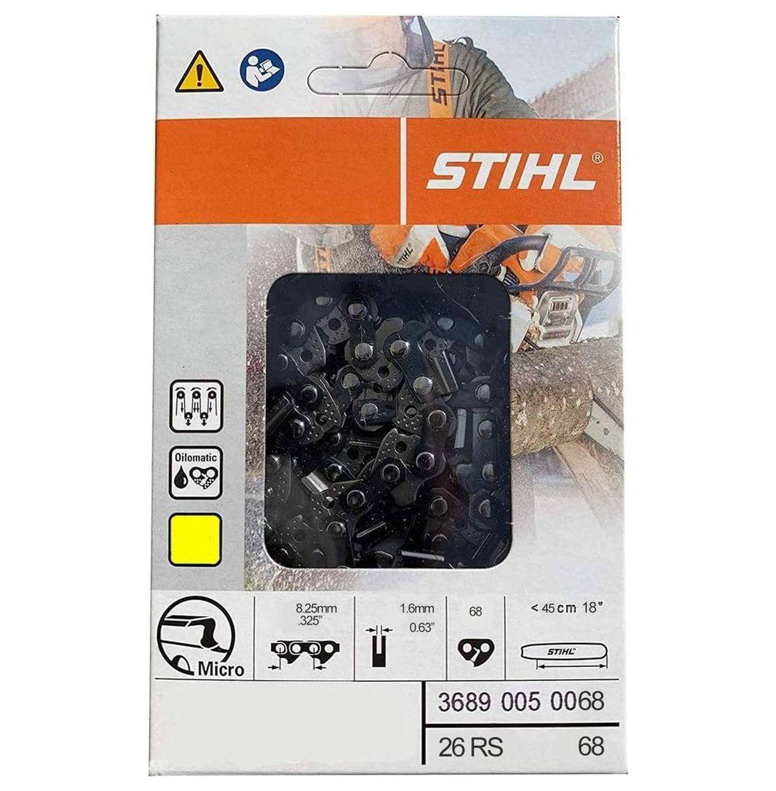 Stihl Chainsaw Chain 26RS68 18 Inch, 68 Drive s, .325 Pitch, .063