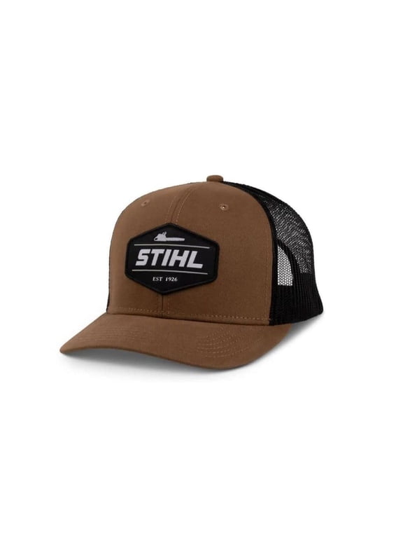 Trucker Hat With Brown Structured Canvas Front And Black Mesh Back - Osfm