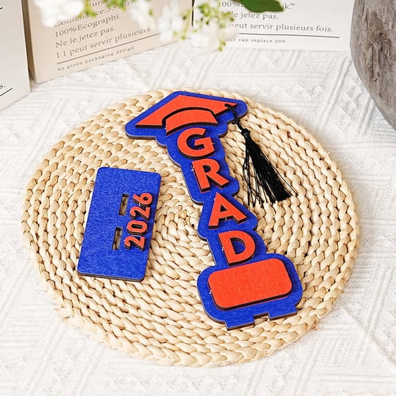 Stijggn 2026 Graduation Decorations Back to Sch-ool Wooden GRAD Letters Tabletop Sign Graduation Decorations Class of 2026 GRAD tassel hold gift for College High Sch-ool Congrats Grad Party Supplies