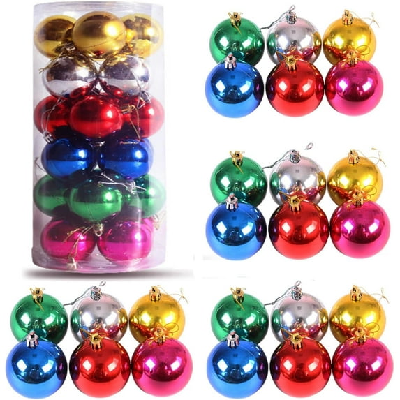 Stijggn 24pcs Christmas Ball Ornaments for Tree Christmas Decorations Shatterproof Christmas Tree Ornaments - Red, Green, Gold Plastic Hanging Balls for Xmas Party Holiday Decorations