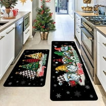 Stijggn 2pcs Christmas Kitchen Rugs Christmas Home Decor Kitchen Mats Cushioned Anti Fatigue Perfect for Porch, Living Room, Entryway