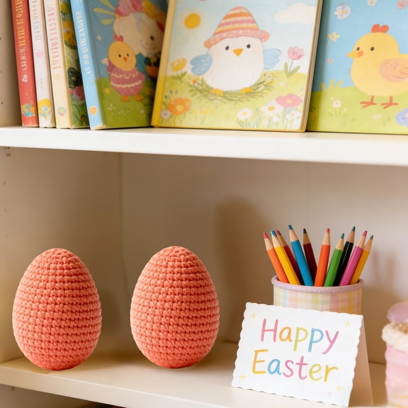 Stijggn 2pcs Easter Eggs Easter Home Decor Handmade Crochet Easter Eggs Fabric Wrapped Easter Egg with Foam Filler Rustic Knitted Egg Ornaments Home Easter Eggs Ornaments