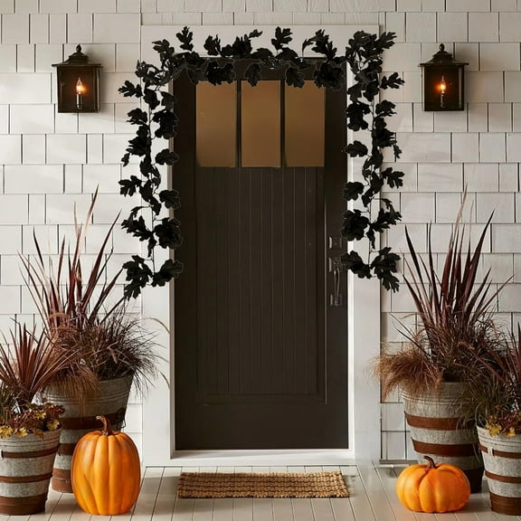 Stijggn 2pcs Fall Leaf Garland Fake Vines Artificial Maple Leaf Autumn Garland Hanging Fall Vines Table Decorations for Home Wedding Fireplace Party Halloween