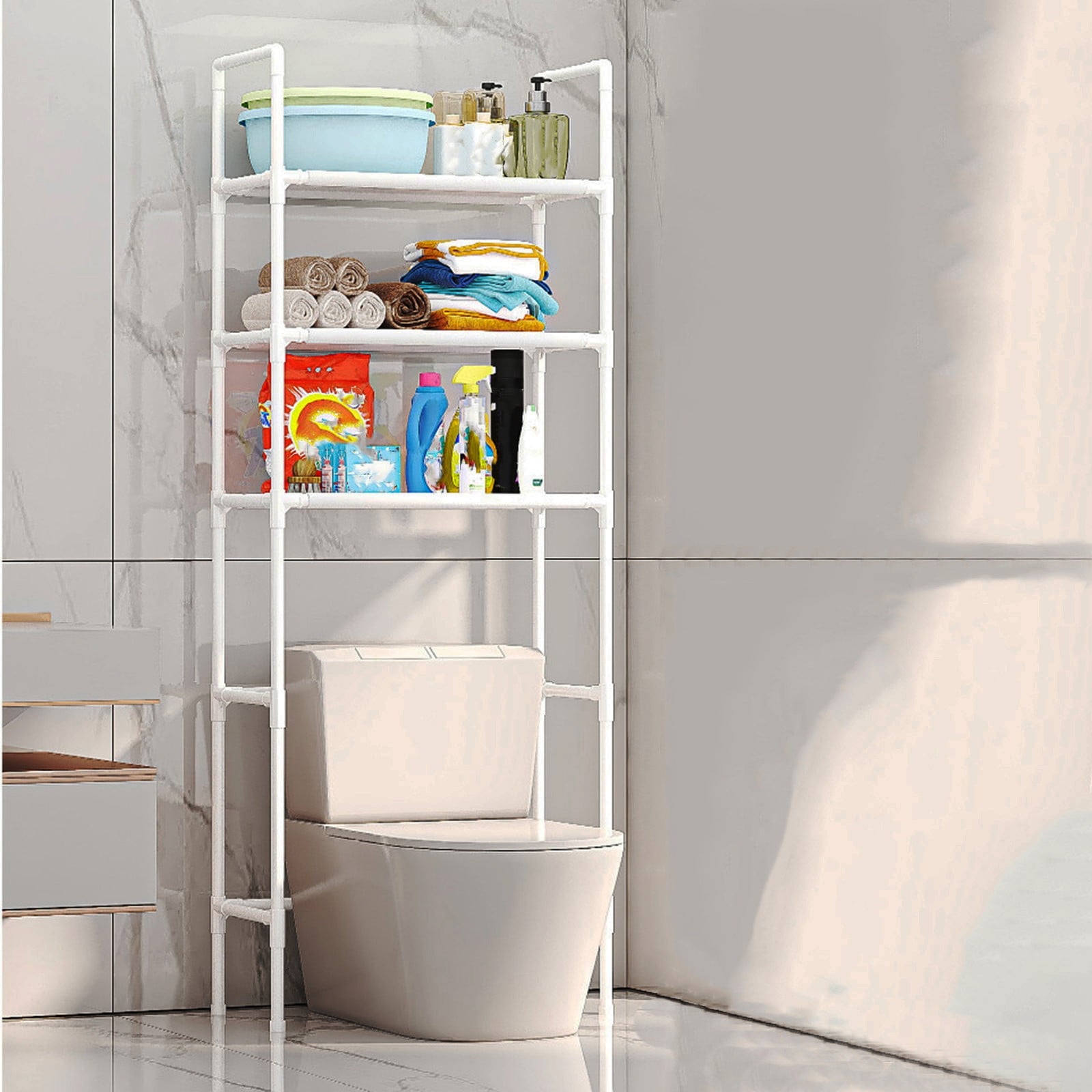 Stijggn 3 Tier Over The Toilet Storage Bathroom Organizer Cabinet Rack And Storage Over Toilet,Multifunctional Space Saver Freestanding Bathroom Shelves for Bathroom, Laundry, Space Saver