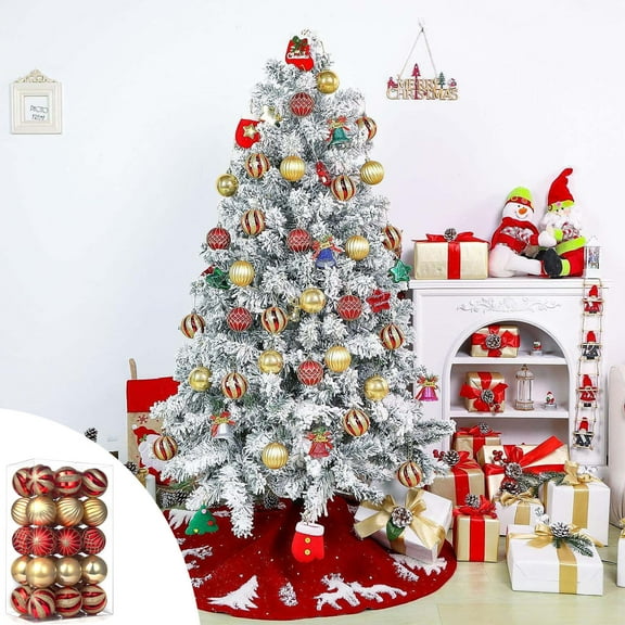 Stijggn 30pcs Christmas Balls Christmas Tree Ornaments Living Room Garden Ornaments Mini Glitter Ball Door Wall Xmas Tree Decor Supplies for Xmas Tree Holiday Decor