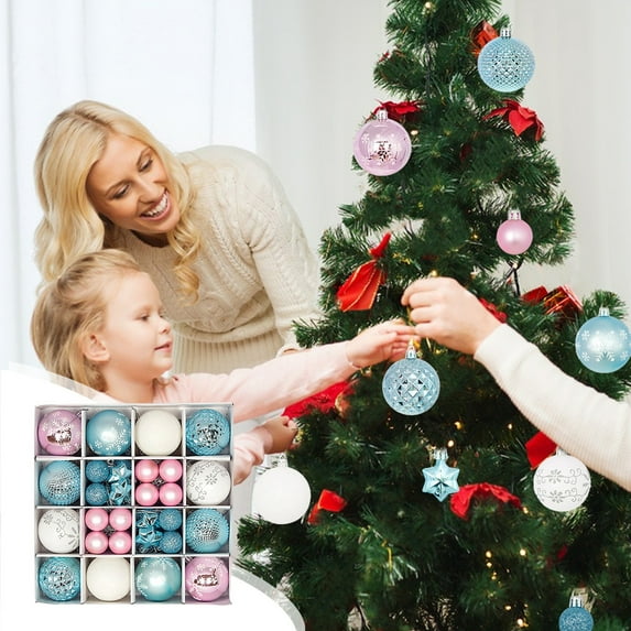 Stijggn 44pcs Christmas Ornaments Balls Christmas Outdoor Decorations Shatterproof Plastic Christmas Balls Sets,Small Christma Tree Balls Hanging Ornaments for Christmas Tree Home Office Decor