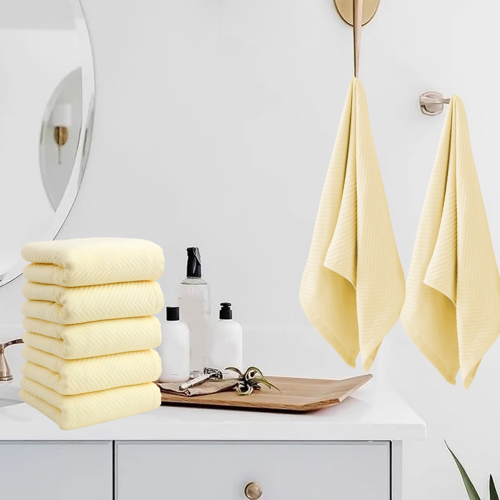 Stijggn 5pcs Bath Towels Save on Towels American Soft Linen Luxury Hand Towels for Bathroom, 600 GSM Hand Face Towels for Home & Bathroom