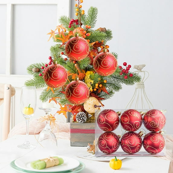 Stijggn 6pcs Christmas Balls Christmas Ornaments Living Room Garden Ornaments Mini Glitter Ball Door Wall Xmas Tree Decor Supplies for Christmas Tree Home Office Decor