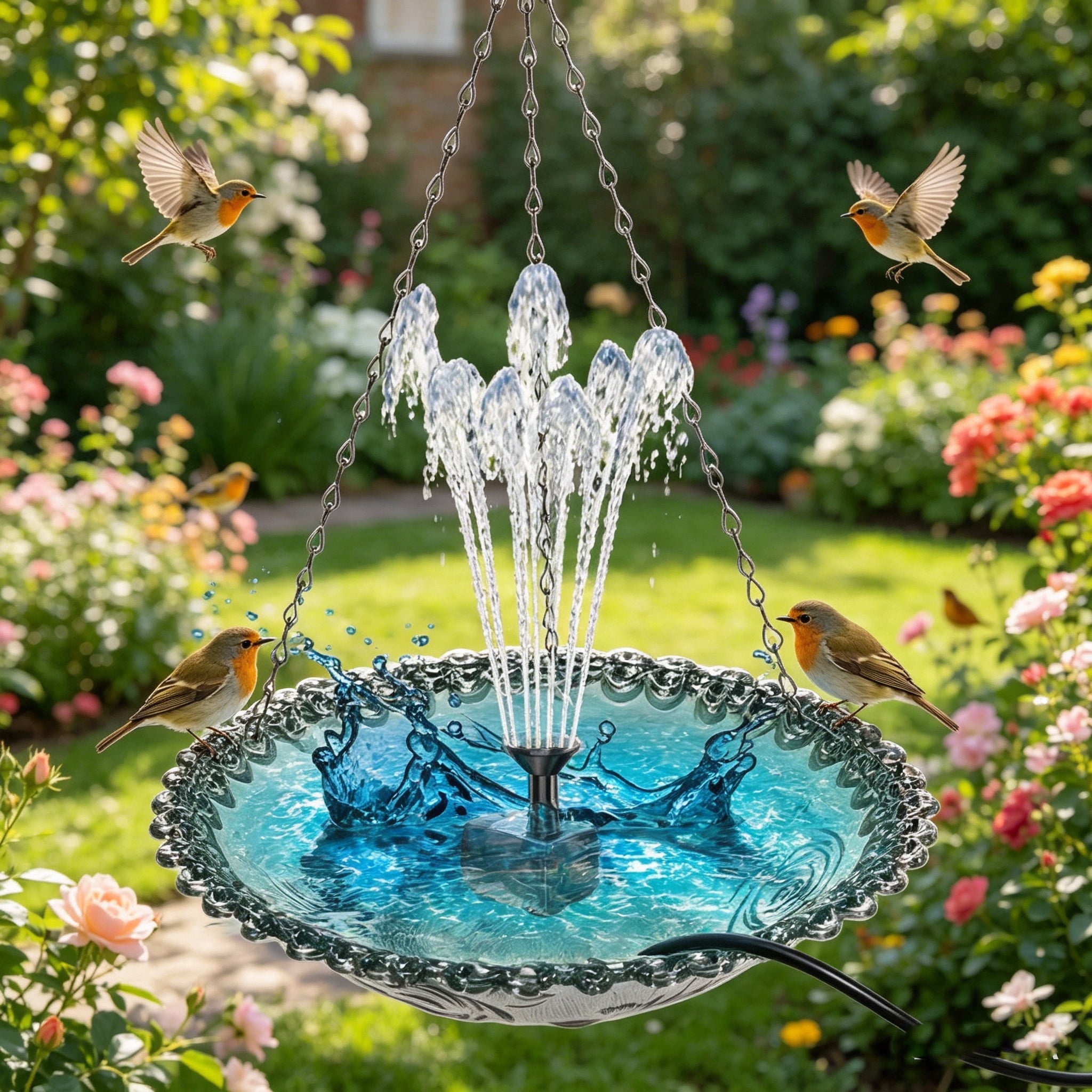 Stijggn Bird Bath Feeder Solar Outdoor Garden Hanging Floating Fountain Feeder Birdbath Perfect for Backyard Decor, Patio Decoration, Garden Parties and Outdoor Relaxation