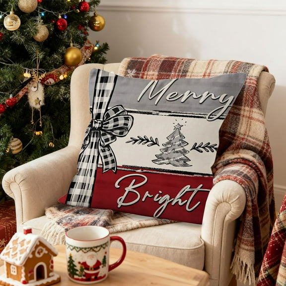 Stijggn Christmas Pillow Cover Christmas Bedding Xmas Decorations Soft Plush Faux Fur Wool Beige Christmas Tree Throw Pillow Cases Winter Holiday Decor for Home Sofa Couch