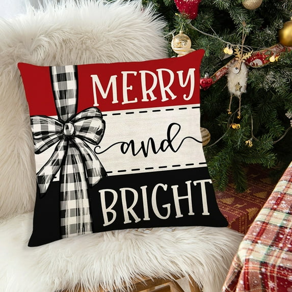 Stijggn Christmas Pillow Covers 18x18 Christmas Home Decor Xmas Holiday New Year Throw Pillow Covers Protector for Room Bed Couch Sofa Decorative