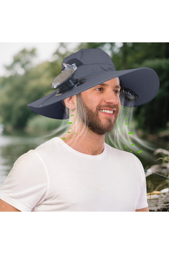 Cooling! Fan Hat, Sun Hats for Women Men, Wide Brim Sun Hat for Outdoor Fishing, Cooling Fans that Blow Cold Air, USB Solar Charging, Fishing Camping Beach Hats Mother's Day Gifts
