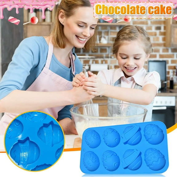 Stijggn Easter Baking Mold 8-Cavity Silicone Easter Egg Molds, Egg Shaped Cake Pop Mold, Baking Supplies for Cake Decorating
