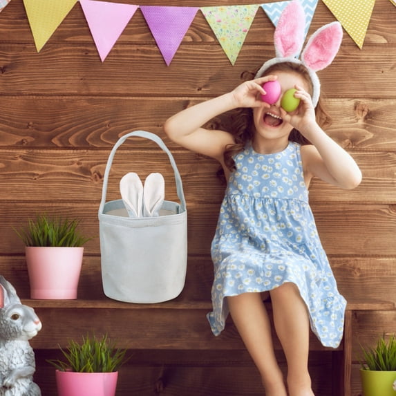 Stijggn Easter Baskets Easter Decorations Easter Custom Stuffer Basket,Gift Buckets for Carrying Candy Cute Stuffed Easter Festival Gifts
