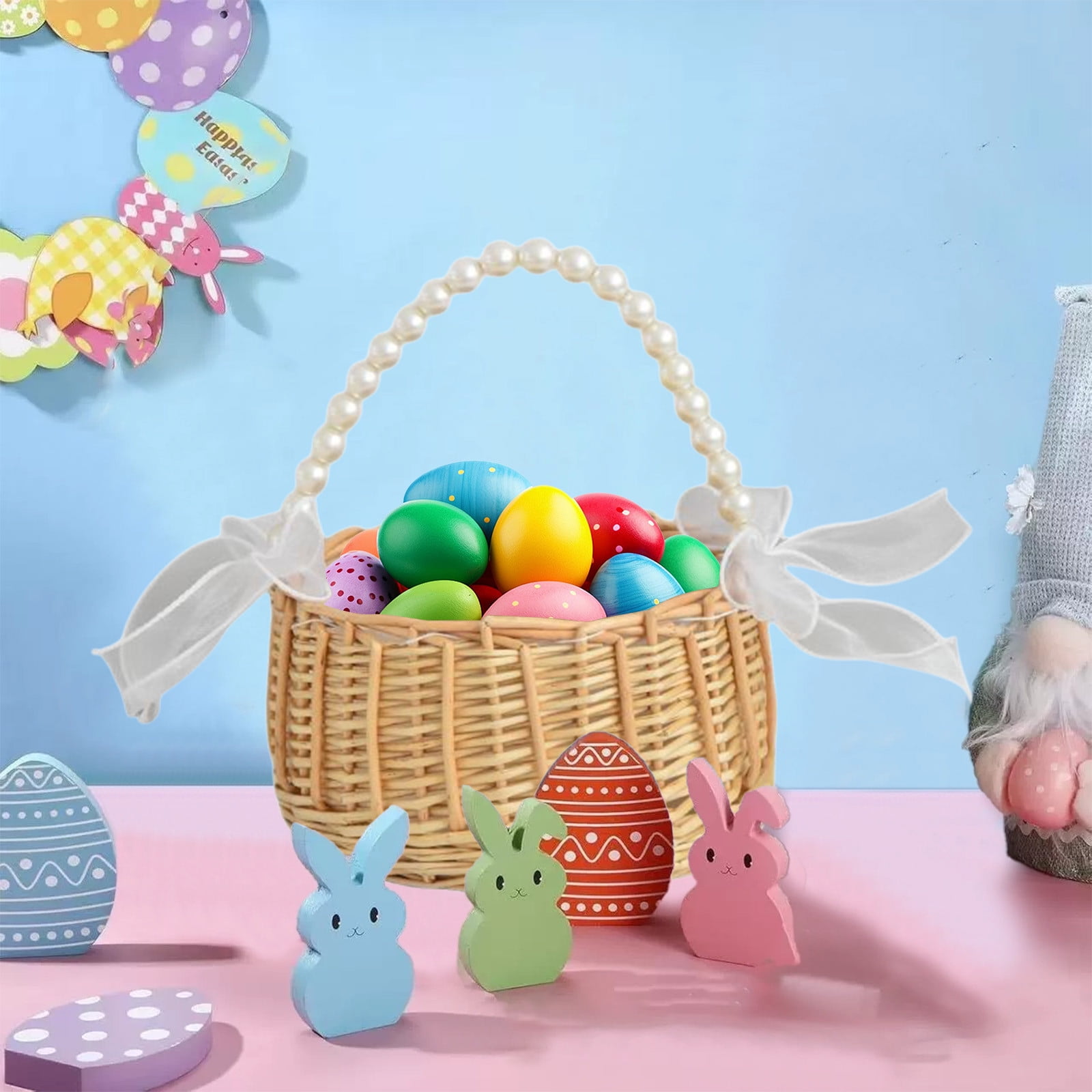 Stijggn Easter Baskets for Gi-rls Easter Decorations Easter Custom Stuffer Basket,Gift Buckets for Carrying Candy Cute Stuffed Easter Festival Gifts