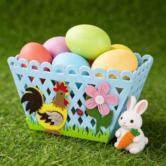 Stijggn Easter Bunny Basket Easter Decor Easter Bunny Basket Tote Bag with Ruffled,Easter Eggs Gift for Easter Egg Hunts Party Supplies