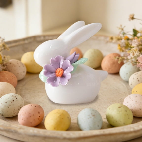 Stijggn Easter Bunny Decorations Ceramic Bunny Rabbits Easter Bunny Figurine Porcelain Modern Art Home Decoration for Easter Centerpieces for Spring Home Office Table Decor Supplies