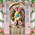 thumbnail image 1 of Stijggn Easter Door Cover Holiday Front Door Cover Easter Eggs Bunny Door Banner for Spring Easter Front Door Porch Sign Banner Decor, 1 of 6