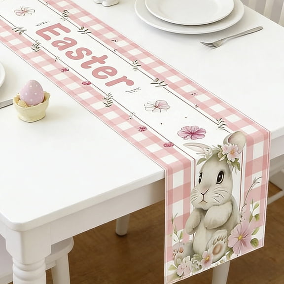 Stijggn Easter Table Runner Easter Table Decor Egg Rabbit Table Runner | Easter Party Decorations Favors Supplies for Dining Kitchen Room Farmhouse Home Easter Decorations Spring Summer