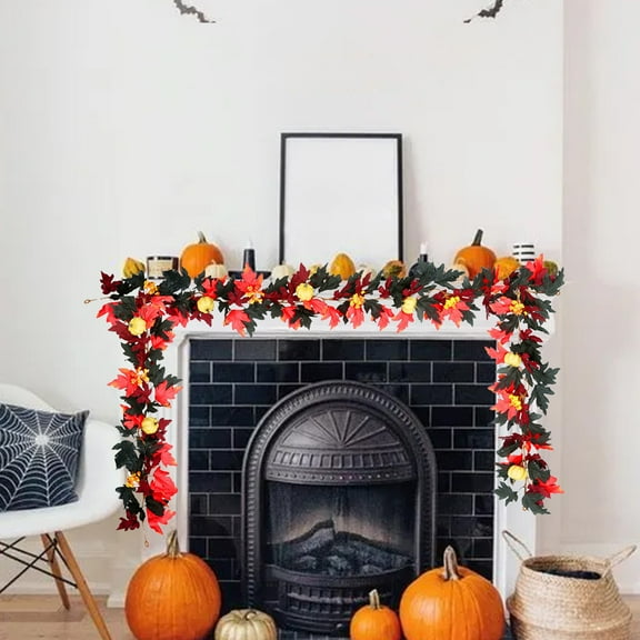Stijggn Fall Leaf Garland Fall Decor Thanksgiving Fireplace Decor Artificial Autumn Leaves Halloween Garlands for Home Wedding Party