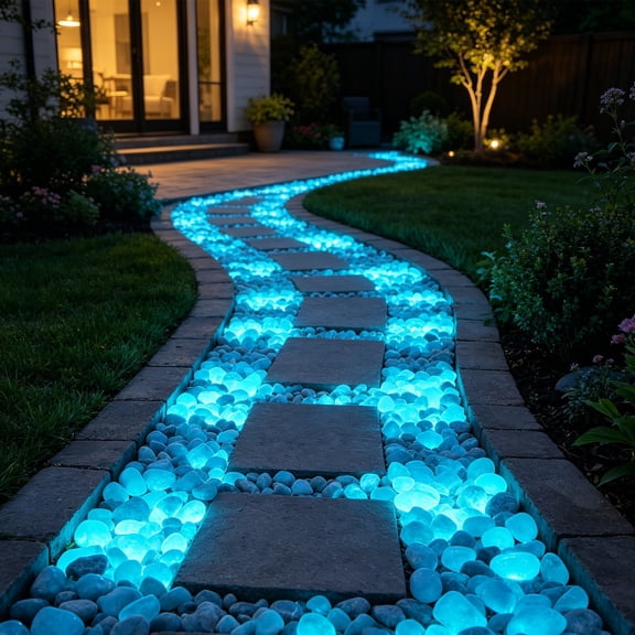 Stijggn Glow in The Dark Rocks Outdoor, 1000 Pcs Blue Rocks for Landscaping, Glowing Pebbles for Garden Backyard Patio Lawn Pond Fish Tank Aquarium Decor