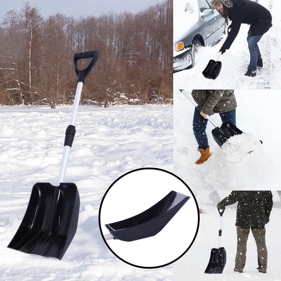 Stijggn Heavy Duty Snow Shovel Home Garage Snow Removal with D-Grip Handle Aluminum Strip Large Capacity Shovel for Cars, Trucks, SUVs