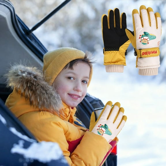 Stijggn K*ids Gloves Gloves for Winter Waterproof Warmest Winter K*ids Gloves for Ch-ildren Aged 6-15