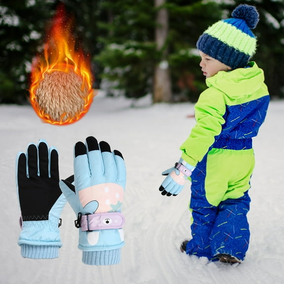 Stijggn K-ids Snow Gloves Gloves for Winter Ski Gloves, Warmest Waterproof and Breathable Snow Gloves for Cold Weather for Ch-ildren Aged 6-15