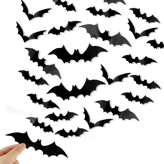 Stijggn LED Halloween Decor Led Bats Halloween Decor 4 Different Size Removable PVC Wall Sticker for Indoor Home Window Decor Party Supplies