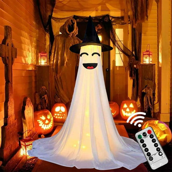 Stijggn Large Standing Ghost Halloween Decorations Halloweens Party Decoration Indoor,Spooky Ghost with Remote Control String Lights,Halloween-Ghost Lights for Porches Yards Gardens Lawn
