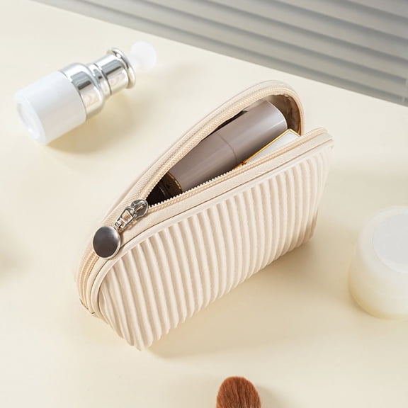Stijggn Makeup Bag, Large Capacity PU Cosmetic Bag Combines Foldable Design Hanging Organizer Function for Portable Travel Storage Makeup Accessories Sweet Gifts for Ladies