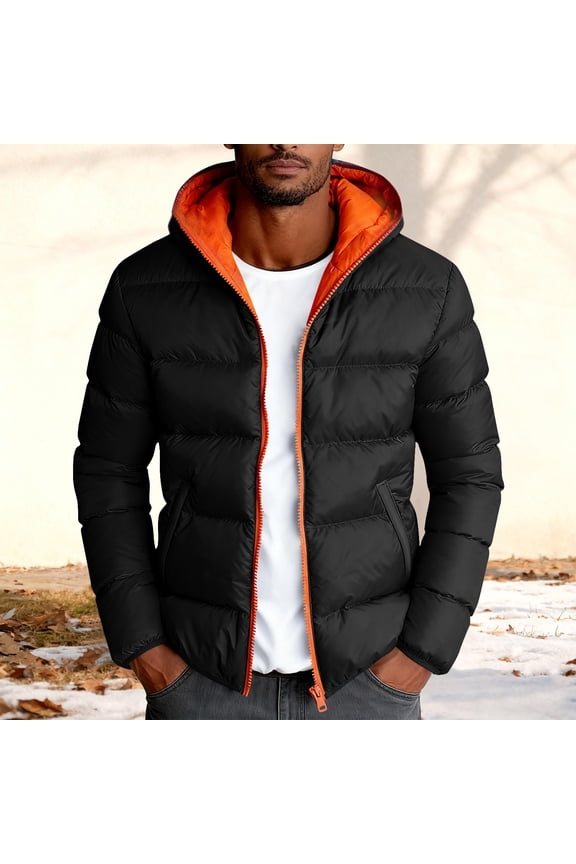Mens Coats and Jackets Men's Down Alternative Hooded Puffer Jacket Gifts for Birthday Christmas