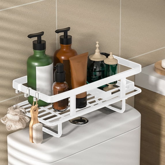 Stijggn Over-The-Toilet Storage Rack Heavy Duty Metal Bathroom Organizer Shelf with Hooks for Bathroom Storage